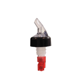 1 OZ, RED MEASURED LIQUOR POURER WITH COLLAR