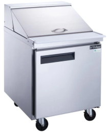 DSP29-12M-S1 1-Door Commercial Food Prep Table Refrigerator in Stainless Steel with Mega Top