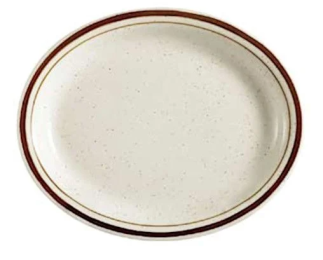 11.5" Ceramic Brown Speckled Narrow Rim Oval Platter