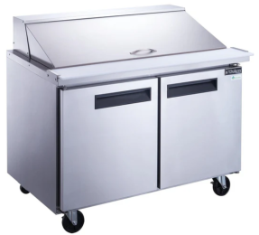 2-Door Commercial Food Prep Table Refrigerator Stainless Steel with Mega Top