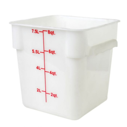 8 QT PLASTIC SQUARE FOOD STORAGE CONTAINERS, WHITE