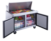 2-Door Commercial Food Prep Table Refrigerator Stainless Steel with Mega Top 2